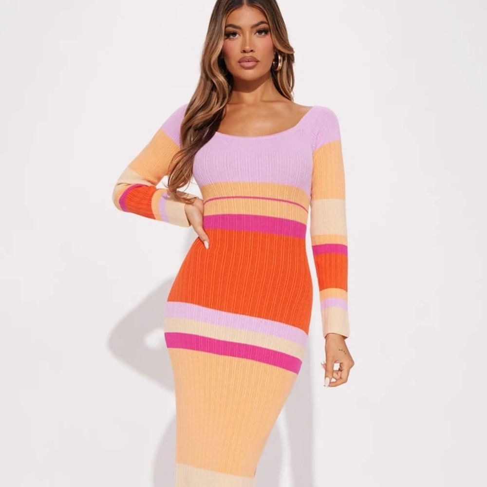 Fashion Nova Color block Sweater Midi Dress NWT Size XL - Picture 2 of 5